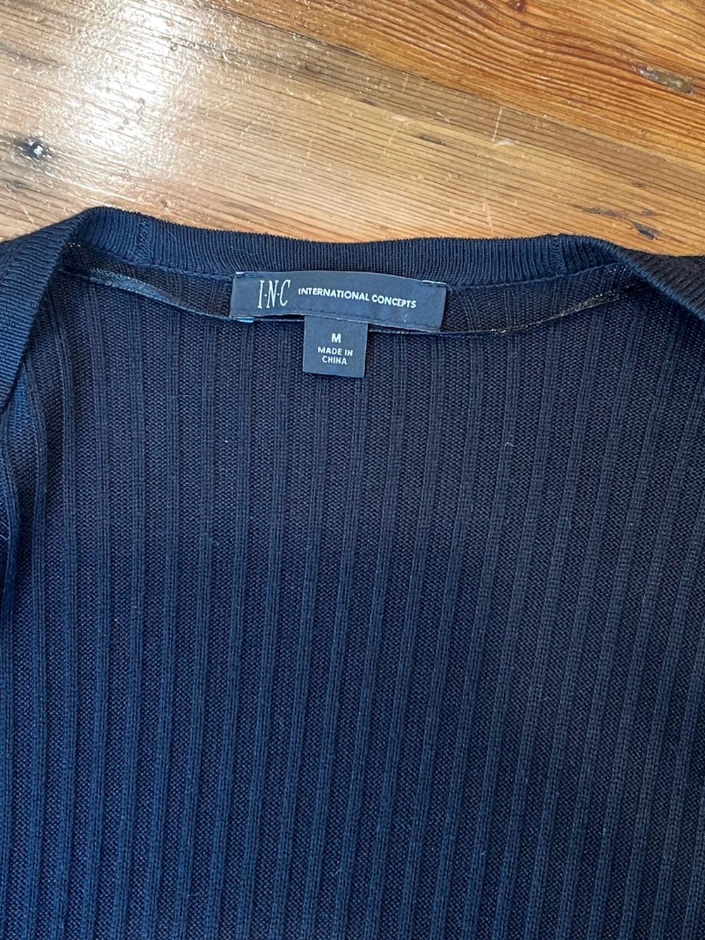 INC International Concepts Black Long Ribbed Open-Front Duster Cardigan - Picture 3 of 5